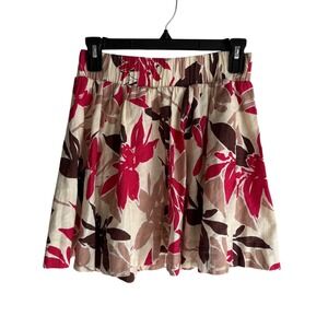 ABERCROMBIE & FITCH Teen / Ladies Cream Linen Short Floral Skirt with Pockets, S